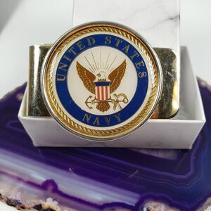 Money Clip "United States Navy" Cash ID Holder Gold Tone